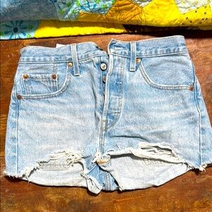 Levi's Women's Premium 501 Original Shorts with Distressed Raw Hem